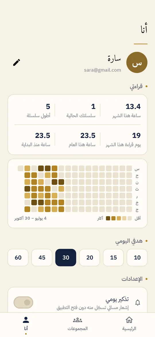 صفحتي: الأرقام وخريطة القراءة والهدف